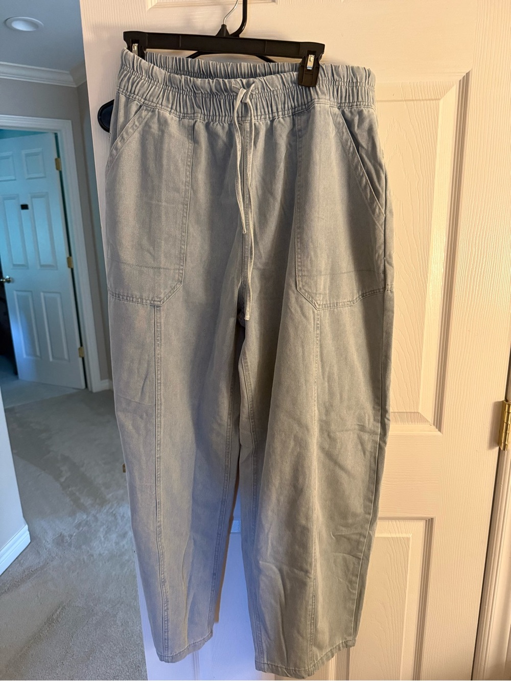 New Mix Pale Blue Wide-Leg Cargo Pants